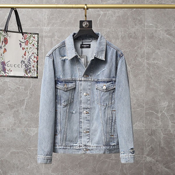 バレンシアガ Barcode Large Fit ジャケット コピー★ライトブルーデニム 664329TBP488961